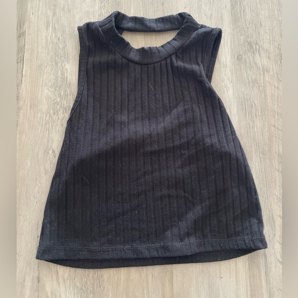 Altar'd State Black Ribbed Knit Sleeveless Crop Top stretch sz M
